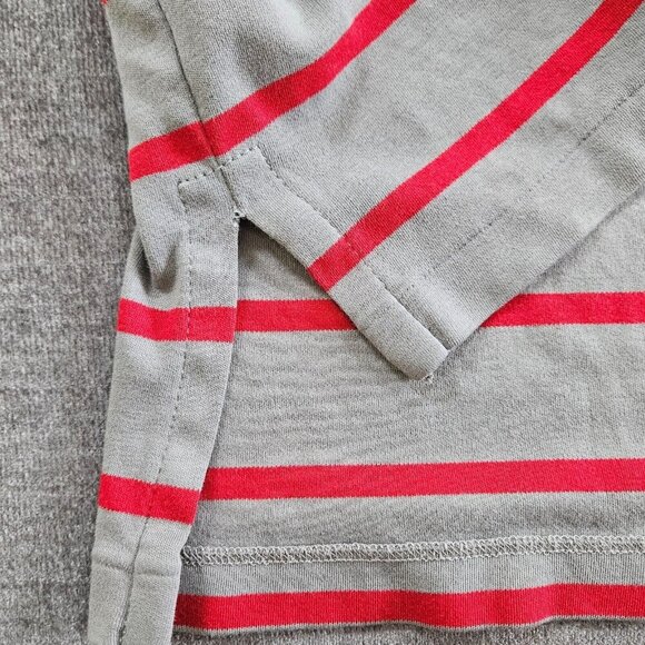 Polo Ralph Lauren Mens XL Gray Red Stripes Pony Single Stitch Slits Buttons FLAW - Picture 8 of 13